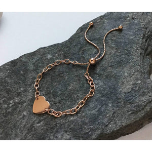 Rose Gold Adjustable Heart Bracelet