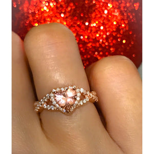 Morganite Heart, Pink Heart Ring, Rose Gold Heart Ring, Promise Ring