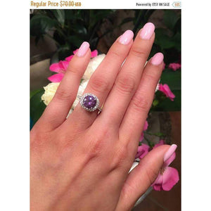 Amethyst Halo Engagement Ring